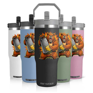 Angry Bear Grating Cheese Grater Hater Fierce Graphic Flip Straw Tumbler TS02 Print Your Wear