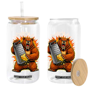 Angry Bear Grating Cheese Grater Hater Fierce Graphic Glass Can TS02 Print Your Wear
