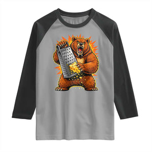 Angry Bear Grating Cheese Grater Hater Fierce Graphic Raglan Shirt TS02 Sport Gray Black Print Your Wear