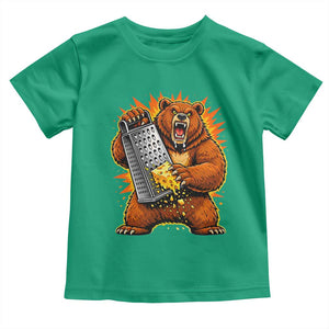 Angry Bear Grating Cheese Grater Hater Fierce Graphic Toddler T Shirt TS02 Irish Green Print Your Wear
