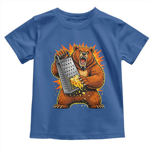 Angry Bear Grating Cheese Grater Hater Fierce Graphic Toddler T Shirt TS02 Royal Blue Print Your Wear