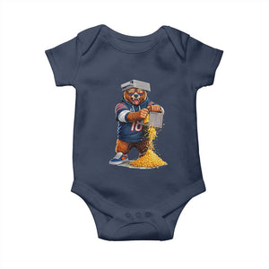 Savage Bear Grating Cheese Graphic Baby Onesie Funny Rivalry Football Fans TS02 Navy Print Your Wear