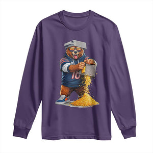 Savage Bear Grating Cheese Graphic Long Sleeve Shirt Funny Rivalry Football Fans TS02 Purple Print Your Wear