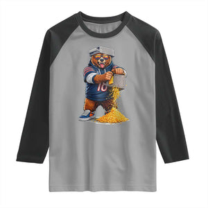 Savage Bear Grating Cheese Graphic Raglan Shirt Funny Rivalry Football Fans TS02 Sport Gray Black Print Your Wear
