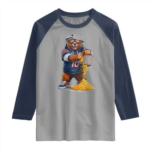 Savage Bear Grating Cheese Graphic Raglan Shirt Funny Rivalry Football Fans TS02 Sport Gray Navy Print Your Wear