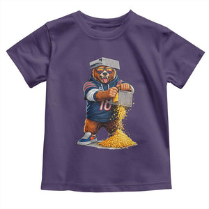 Savage Bear Grating Cheese Graphic Toddler T Shirt Funny Rivalry Football Fans TS02 Purple Print Your Wear