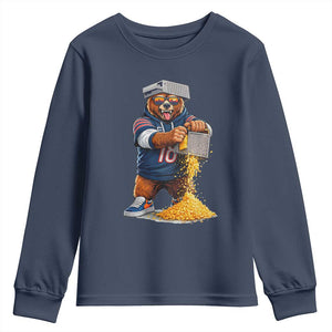 Savage Bear Grating Cheese Graphic Youth Sweatshirt Funny Rivalry Football Fans TS02 Navy Print Your Wear