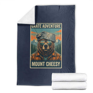 Grate Adventure at Mount Cheesy Vintage Hiking Bear Throw Blanket Cheese Grate Pun Parody for Foorball Fans TS02 Navy Print Your Wear