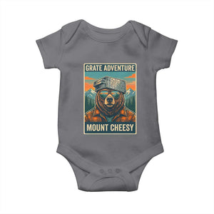 Grate Adventure at Mount Cheesy Vintage Hiking Bear Baby Onesie Cheese Grate Pun Parody for Foorball Fans TS02 Charcoal Print Your Wear