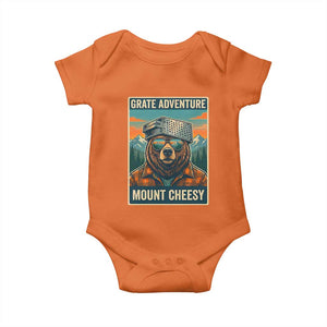 Grate Adventure at Mount Cheesy Vintage Hiking Bear Baby Onesie Cheese Grate Pun Parody for Foorball Fans TS02 Orange Print Your Wear
