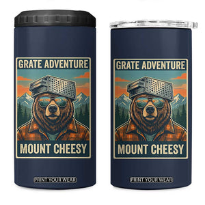 Grate Adventure at Mount Cheesy Vintage Hiking Bear 4 in 1 Can Cooler Tumbler Cheese Grate Pun Parody for Foorball Fans TS02 One Size: 16 oz Navy Print Your Wear