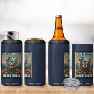 Grate Adventure at Mount Cheesy Vintage Hiking Bear 4 in 1 Can Cooler Tumbler Cheese Grate Pun Parody for Foorball Fans TS02 Print Your Wear
