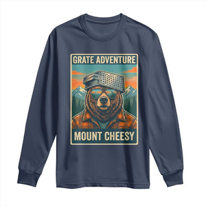 Grate Adventure at Mount Cheesy Vintage Hiking Bear Long Sleeve Shirt Cheese Grate Pun Parody for Foorball Fans TS02 Navy Print Your Wear
