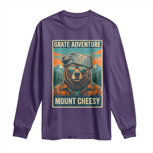 Grate Adventure at Mount Cheesy Vintage Hiking Bear Long Sleeve Shirt Cheese Grate Pun Parody for Foorball Fans TS02 Purple Print Your Wear