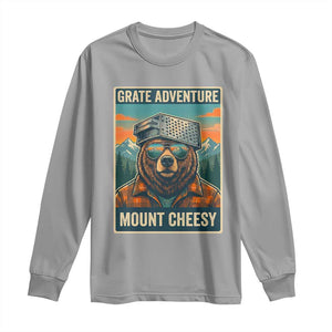 Grate Adventure at Mount Cheesy Vintage Hiking Bear Long Sleeve Shirt Cheese Grate Pun Parody for Foorball Fans TS02 Sport Gray Print Your Wear