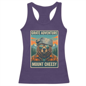 Grate Adventure at Mount Cheesy Vintage Hiking Bear Racerback Tank Top Cheese Grate Pun Parody for Foorball Fans TS02 Purple Print Your Wear