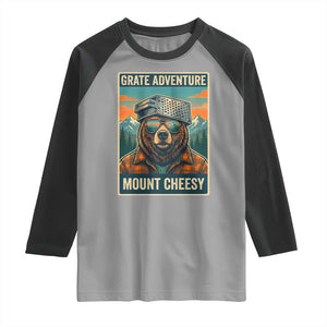 Grate Adventure at Mount Cheesy Vintage Hiking Bear Raglan Shirt Cheese Grate Pun Parody for Foorball Fans TS02 Sport Gray Black Print Your Wear