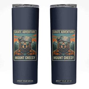 Grate Adventure at Mount Cheesy Vintage Hiking Bear Skinny Tumbler Cheese Grate Pun Parody for Foorball Fans TS02 Navy Print Your Wear