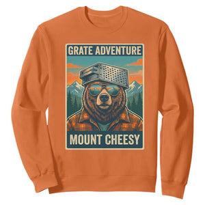 Grate Adventure at Mount Cheesy Vintage Hiking Bear Sweatshirt Cheese Grate Pun Parody for Foorball Fans TS02 Orange Print Your Wear