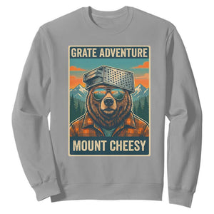 Grate Adventure at Mount Cheesy Vintage Hiking Bear Sweatshirt Cheese Grate Pun Parody for Foorball Fans TS02 Sport Gray Print Your Wear