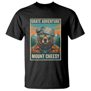 Grate Adventure at Mount Cheesy Vintage Hiking Bear T Shirt Cheese Grate Pun Parody for Foorball Fans TS02 Black Print Your Wear