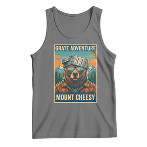 Grate Adventure at Mount Cheesy Vintage Hiking Bear Tank Top Cheese Grate Pun Parody for Foorball Fans TS02 Black Heather Print Your Wear