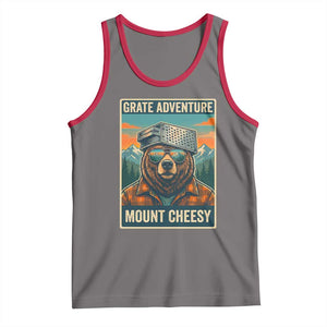 Grate Adventure at Mount Cheesy Vintage Hiking Bear Tank Top Cheese Grate Pun Parody for Foorball Fans TS02 Deep Heather Red Print Your Wear