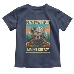 Grate Adventure at Mount Cheesy Vintage Hiking Bear Toddler T Shirt Cheese Grate Pun Parody for Foorball Fans TS02 Navy Print Your Wear