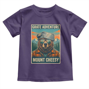 Grate Adventure at Mount Cheesy Vintage Hiking Bear Toddler T Shirt Cheese Grate Pun Parody for Foorball Fans TS02 Purple Print Your Wear