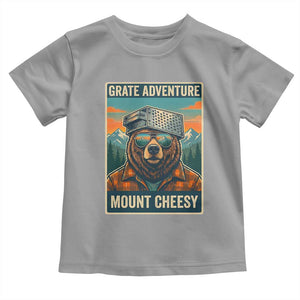 Grate Adventure at Mount Cheesy Vintage Hiking Bear Toddler T Shirt Cheese Grate Pun Parody for Foorball Fans TS02 Sport Gray Print Your Wear