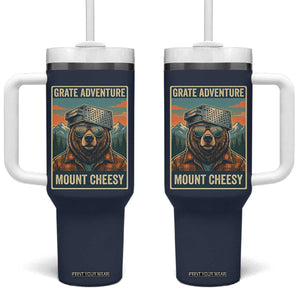 Grate Adventure at Mount Cheesy Vintage Hiking Bear Tumbler With Handle Cheese Grate Pun Parody for Foorball Fans TS02 One Size: 40 oz Navy Print Your Wear
