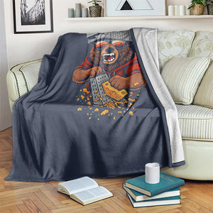 Angry Bear Grating Cheese Throw Blanket Grater Rage Crushing for Fierce Football Fans TS02 Print Your Wear