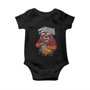 Angry Bear Grating Cheese Baby Onesie Grater Rage Crushing for Fierce Football Fans TS02 Black Print Your Wear