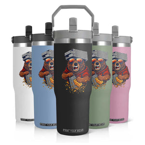 Angry Bear Grating Cheese Flip Straw Tumbler Grater Rage Crushing for Fierce Football Fans TS02 Print Your Wear
