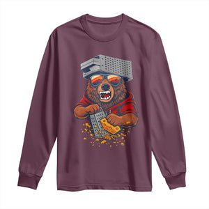 Angry Bear Grating Cheese Long Sleeve Shirt Grater Rage Crushing for Fierce Football Fans TS02 Maroon Print Your Wear