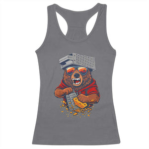 Angry Bear Grating Cheese Racerback Tank Top Grater Rage Crushing for Fierce Football Fans TS02 Charcoal Print Your Wear