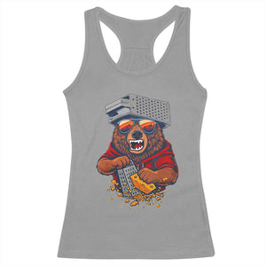 Angry Bear Grating Cheese Racerback Tank Top Grater Rage Crushing for Fierce Football Fans TS02 Sport Gray Print Your Wear