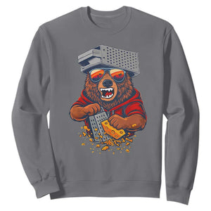 Angry Bear Grating Cheese Sweatshirt Grater Rage Crushing for Fierce Football Fans TS02 Charcoal Print Your Wear
