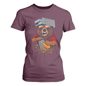Angry Bear Grating Cheese T Shirt For Women Grater Rage Crushing for Fierce Football Fans TS02 Maroon Print Your Wear