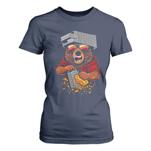Angry Bear Grating Cheese T Shirt For Women Grater Rage Crushing for Fierce Football Fans TS02 Navy Print Your Wear