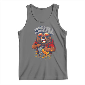 Angry Bear Grating Cheese Tank Top Grater Rage Crushing for Fierce Football Fans TS02 Black Heather Print Your Wear