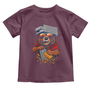 Angry Bear Grating Cheese Toddler T Shirt Grater Rage Crushing for Fierce Football Fans TS02 Maroon Print Your Wear