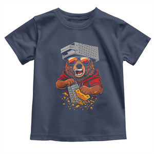 Angry Bear Grating Cheese Toddler T Shirt Grater Rage Crushing for Fierce Football Fans TS02 Navy Print Your Wear