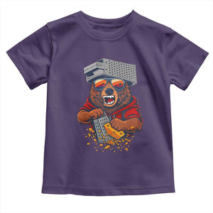 Angry Bear Grating Cheese Toddler T Shirt Grater Rage Crushing for Fierce Football Fans TS02 Purple Print Your Wear