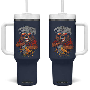 Angry Bear Grating Cheese Tumbler With Handle Grater Rage Crushing for Fierce Football Fans TS02 One Size: 40 oz Navy Print Your Wear