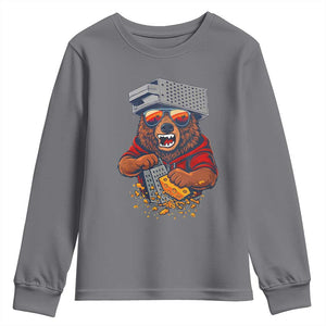 Angry Bear Grating Cheese Youth Sweatshirt Grater Rage Crushing for Fierce Football Fans TS02 Charcoal Print Your Wear