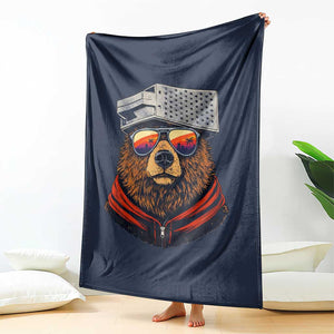 Cheese Grater Bear in Beast Mode Throw Blanket Funny Rivalry Art for Hardcore Football Fans TS02 Print Your Wear
