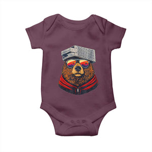 Cheese Grater Bear in Beast Mode Baby Onesie Funny Rivalry Art for Hardcore Football Fans TS02 Maroon Print Your Wear