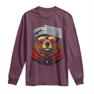 Cheese Grater Bear in Beast Mode Long Sleeve Shirt Funny Rivalry Art for Hardcore Football Fans TS02 Maroon Print Your Wear