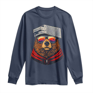 Cheese Grater Bear in Beast Mode Long Sleeve Shirt Funny Rivalry Art for Hardcore Football Fans TS02 Navy Print Your Wear